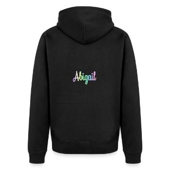 ABIGAIL Rainbow Minimalist Cursive - Unisex Premium Organic Zip Hoodie - black - Back - Nico (187cm)