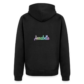 ANNABELLE Rainbow Minimalist Cursive - Unisex Premium Bio Zip Hoodie - Schwarz - Hinten - Nico (187cm)