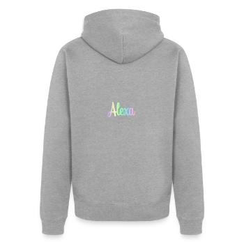 ALEXA Rainbow Minimalist Cursive - Unisex Premium Bio Zip Hoodie - Grau meliert - Hinten - Nico (187cm)