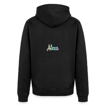 ALEXA Rainbow Minimalist Cursive - Unisex Premium Organic Zip Hoodie - black - Back - Nico (187cm)