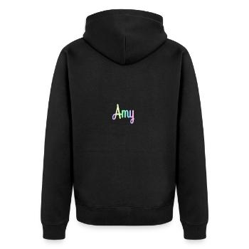 AMY Rainbow Minimalist Cursive - Unisex Premium Organic Zip Hoodie - black - Back - Nico (187cm)