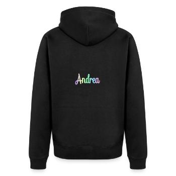 ANDREA Rainbow Cursive minimaliste - Veste à capuche bio Premium Unisexe - noir - Dos - Nico (187cm)