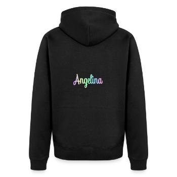 ANGELINA Rainbow Cursive Minimaliste - Veste à capuche bio Premium Unisexe - noir - Dos - Nico (187cm)