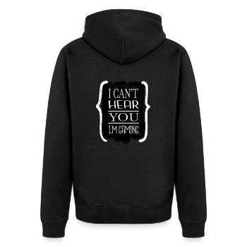 joke gift idea statement achievement unlocked - Unisex Premium Bio Zip Hoodie - Schwarz - Hinten - Nico (187cm)