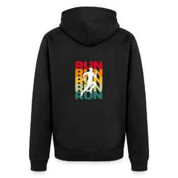 Laufen Retro Vintage Laufen Lustig Jogging Läufer - Unisex Premium Bio Zip Hoodie - Schwarz - Hinten - Nico (187cm)