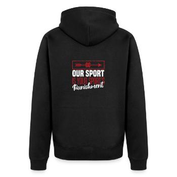 Drôle de Cross Country Notre sport est la punition pour - Veste à capuche bio Premium Unisexe - noir - Dos - Nico (187cm)