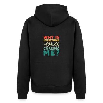 Why is everyone after me? Funny Cross - Unisex Premium Organic Zip Hoodie - black - Back - Nico (187cm)
