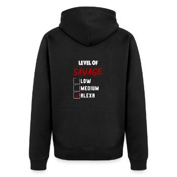 Level of Savage: ALEXA Checkmark Novelty Custom Na - Unisex Premium Organic Zip Hoodie - black - Back - Nico (187cm)