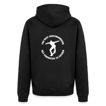Skateboard Dad Papa Longboard Skater Vater Sakten - Unisex Premium Bio Zip Hoodie - Schwarz - Hinten - Nico (187cm)