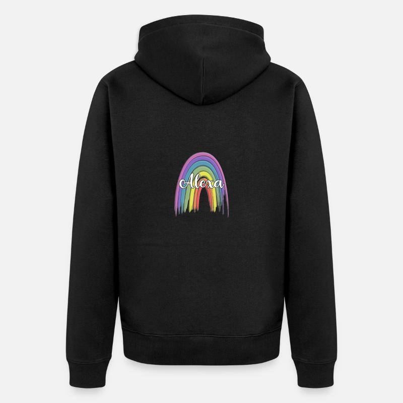 ALEXA Rainbow Cursive - Unisex Premium Bio Zip Hoodie - Schwarz