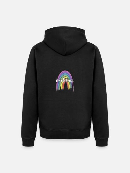 ADELINE Rainbow Cursive - Unisex Premium Organic Zip Hoodie - black