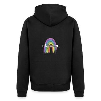 ADRIANA Rainbow Cursive - Unisex Premium Organic Zip Hoodie - black - Back - Nico (187cm)