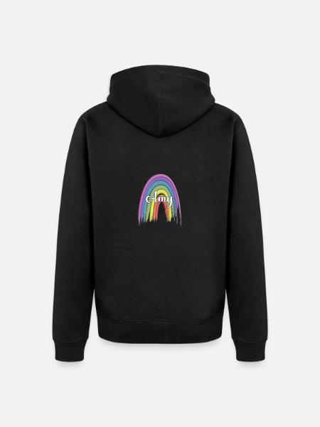 ADALYN Rainbow Cursive - Unisex Premium Organic Zip Hoodie - black