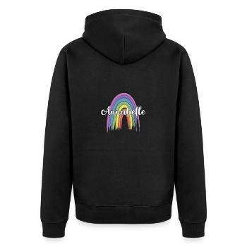ANNABELLE Rainbow Cursive - Unisex Premium Bio Zip Hoodie - Schwarz - Hinten - Nico (187cm)