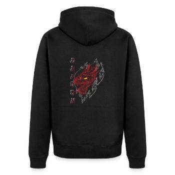 Dragon - Unisex Premium Organic Zip Hoodie - black - Back - Nico (187cm)