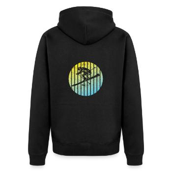 Skifahrer Wintersport Weihnachten Skifahren Ski - Unisex Premium Bio Zip Hoodie - Schwarz - Hinten - Nico (187cm)