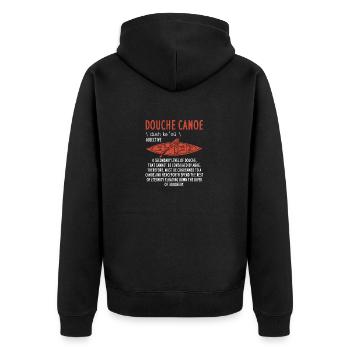 Sei kein Trottel Kanu Definition Witziger Humor - Unisex Premium Bio Zip Hoodie - Schwarz - Hinten - Nico (187cm)