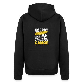 Lustig Camping Kanufahren Kajakfahren Niemand mag - Unisex Premium Bio Zip Hoodie - Schwarz - Hinten - Nico (187cm)
