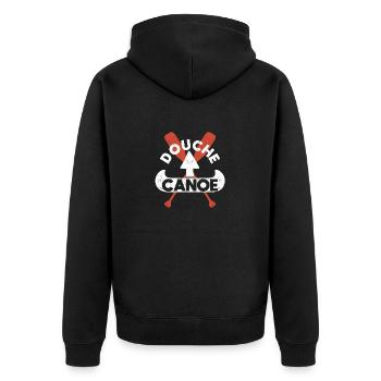 Selbstironischer Pfeil nach oben Lustiger Kanu - Unisex Premium Bio Zip Hoodie - Schwarz - Hinten - Nico (187cm)