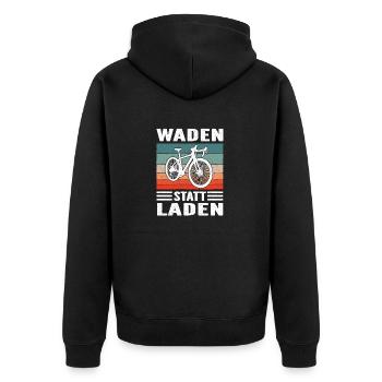 Rennrad Radsport retro Sunset für Rennradfahrer - Unisex Premium Bio Zip Hoodie - Schwarz - Hinten - Nico (187cm)