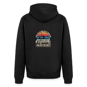 Dogs solve most of my problems kayaking - Unisex Premium Organic Zip Hoodie - black - Back - Nico (187cm)