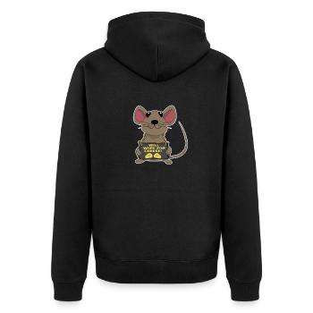 Funny Mouse Cheese Fan Cheese Vendor - Unisex Premium Organic Zip Hoodie - black - Back - Nico (187cm)