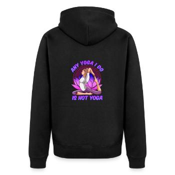 Any Yoga I Do is Hot Yoga Shirt - Unisex Premium Bio Zip Hoodie - Schwarz - Hinten - Nico (187cm)