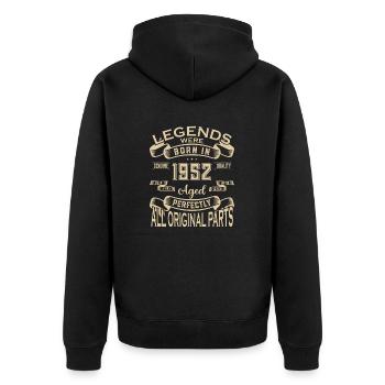 Legends Were Born In 1952. Aged Perfectly All orig - Unisex Premium Bio Zip Hoodie - Schwarz - Hinten - Nico (187cm)