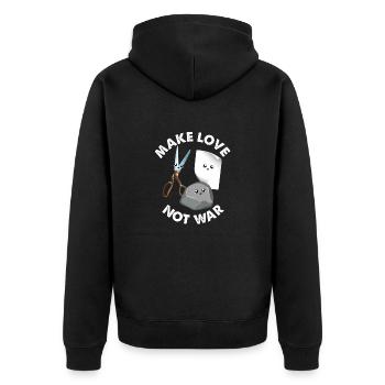 Make Love Not War Funny Rock Paper Scissors Game - Unisex Premium Organic Zip Hoodie - black - Back - Nico (187cm)