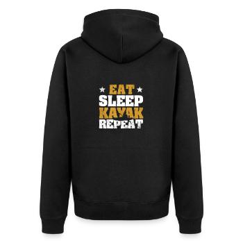Funny Kayak Canoe Boating Kayaker Eat Sleep - Unisex Premium Organic Zip Hoodie - black - Back - Nico (187cm)