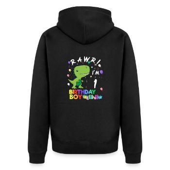 Rawr I'm 1 Cute Dinosaur Birthday Gift - Unisex Premium Bio Zip Hoodie - Schwarz - Hinten - Nico (187cm)