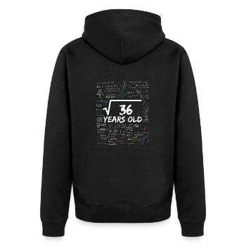 Racine carrée de 36 6ÈME drôle d’anniversaire mathématique - Veste à capuche bio Premium Unisexe - noir - Dos - Nico (187cm)