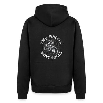 Two Wheels Move Souls Says Baikker - Unisex Premium Organic Zip Hoodie - black - Back - Nico (187cm)
