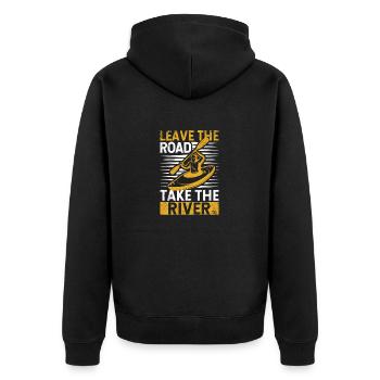 Lustig Kajak Kajakfahrer Verlassen Sie die Straße - Unisex Premium Bio Zip Hoodie - Schwarz - Hinten - Nico (187cm)