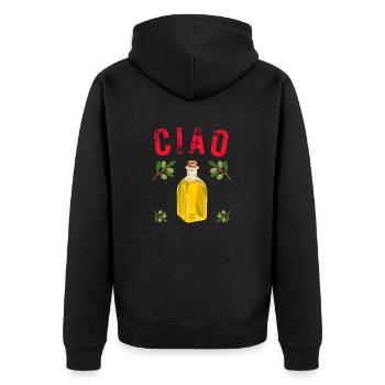 CIAO ITALIE HUILE D'OLIVE HUMOUR - Veste à capuche bio Premium Unisexe - noir - Dos - Nico (187cm)