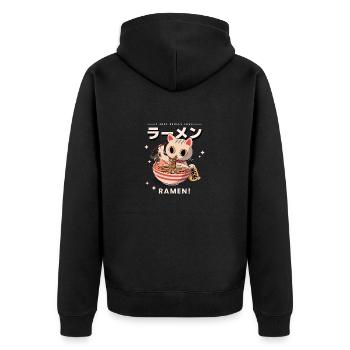 Ramen Japanese Noodles Kawaii Anime Cat ラーメン - Unisex Premium Organic Zip Hoodie - black - Back - Nico (187cm)
