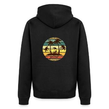 Holiday - Unisex Premium Organic Zip Hoodie - black - Back - Nico (187cm)