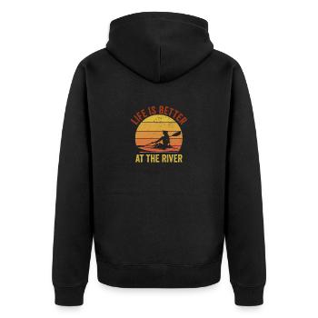 Rowing Canoe Kajak Life Is Better On The River - Unisex Premium Organic Zip Hoodie - black - Back - Nico (187cm)