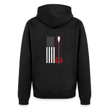 Funny Rowing Art US America Flag Coxswain Row Crew - Unisex Premium Organic Zip Hoodie - black - Back - Nico (187cm)