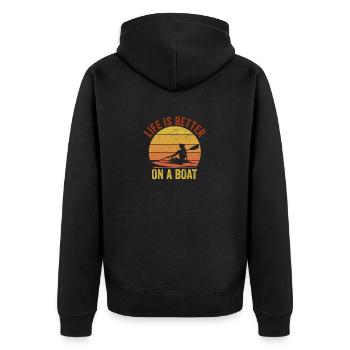Funny Rowing Canoe Kajak Life is Better On A Boat - Unisex Premium Organic Zip Hoodie - black - Back - Nico (187cm)