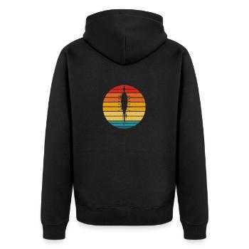 Retro Ruderboot - Vintage Rower Row Team - Unisex Premium Bio Zip Hoodie - Schwarz - Hinten - Nico (187cm)