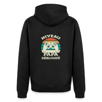 niveau papa débloqué - gamer - Nouvelle Naissance - Veste à capuche bio Premium Unisexe - noir - Dos - Nico (187cm)