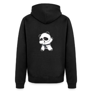 Lustige Dabbing Karate Baby Panda Bär Kampfkunst - Unisex Premium Bio Zip Hoodie - Schwarz - Hinten - Nico (187cm)