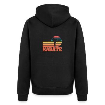 Vintage Karate Lovers Sunset Martial - Unisex Premium Organic Zip Hoodie - black - Back - Nico (187cm)