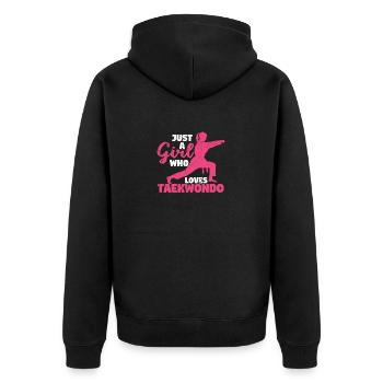 Juste une fille qui aime le taekwondo drôle d’arts martiaux - Veste à capuche bio Premium Unisexe - noir - Dos - Nico (187cm)