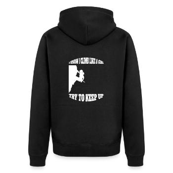 Climbing Mrs. Bouldering Mountaineering Girls Hiking - Unisex Premium Organic Zip Hoodie - black - Back - Nico (187cm)