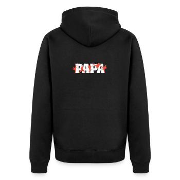 Papa Karate Dad Lustiger Papa Kampfsport Liebhaber - Unisex Premium Bio Zip Hoodie - Schwarz - Hinten - Nico (187cm)
