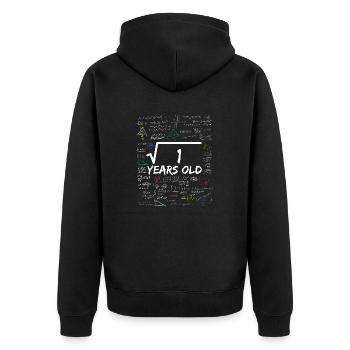 Square Root of 1 1ST Funny Math Birthday - Unisex Premium Bio Zip Hoodie - Schwarz - Hinten - Nico (187cm)