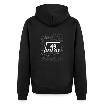 Racine carrée de 49 7TH Funny Math Birthday - Veste à capuche bio Premium Unisexe - noir - Dos - Nico (187cm)