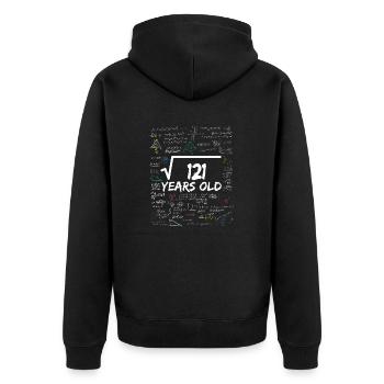 Square Root of 121 11TH Funny Math Birthday - Unisex Premium Bio Zip Hoodie - Schwarz - Hinten - Nico (187cm)